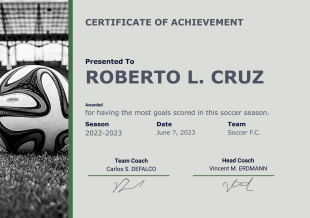 Soccer Certificate PDF Template