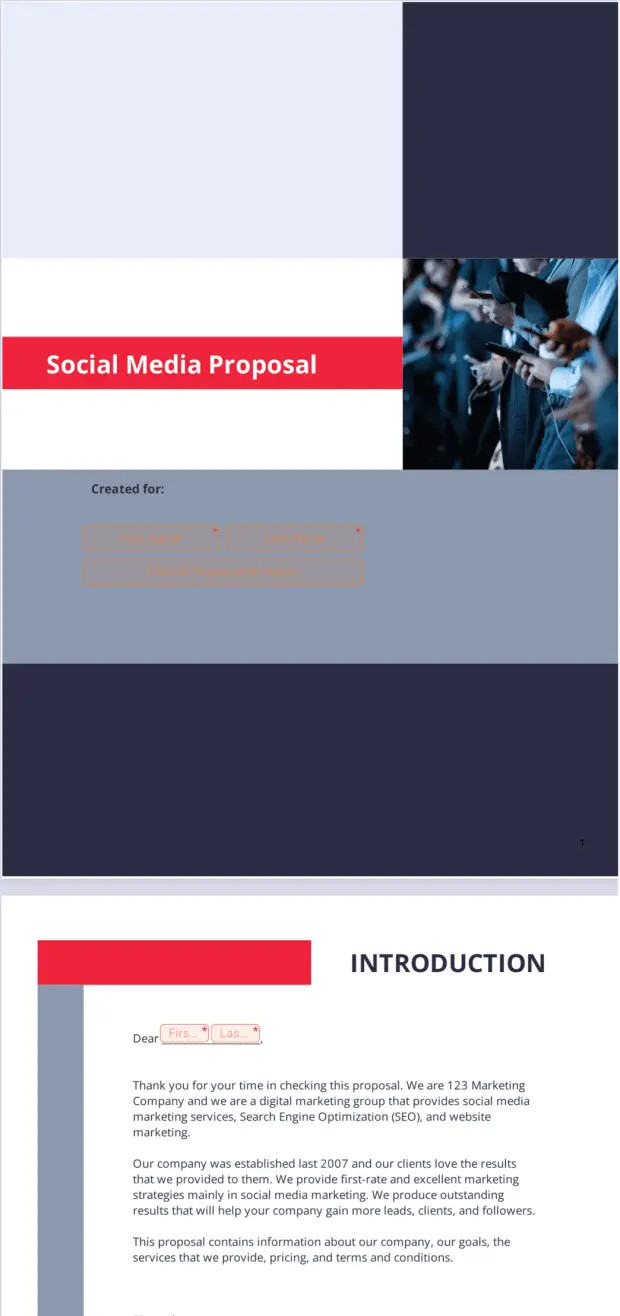 Social Media Proposal Template