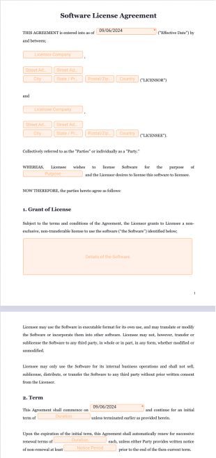 Software Lease Agreement PDF Template