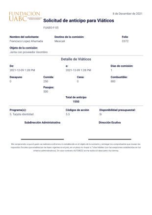 Solicitud De Anticipo Para Viaticos Plantilla PDF