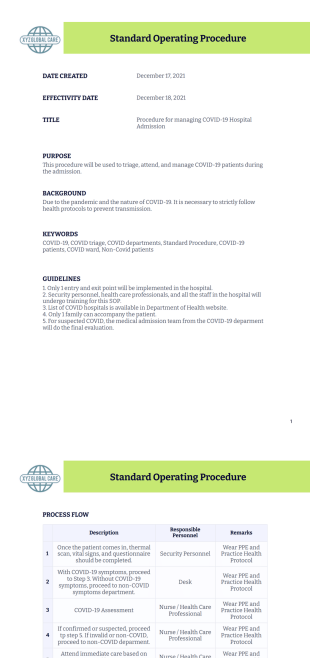 SOP Template - PDF Templates