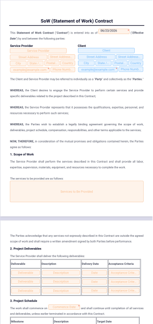 SoW Contract Template - PDF Templates