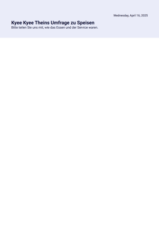 Speisen Bewertungsformular PDF-Vorlage