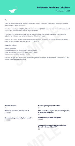 Sphynx Retirement Readiness PDF Template
