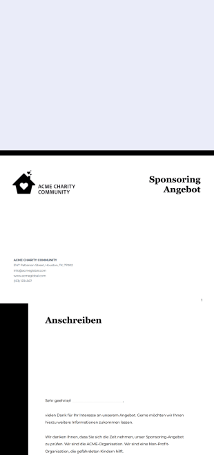 Sponsoring Angebot PDF-Vorlage