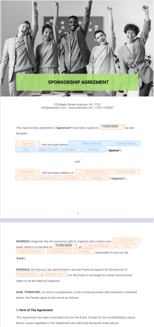 Sponsorship Agreement PDF Template