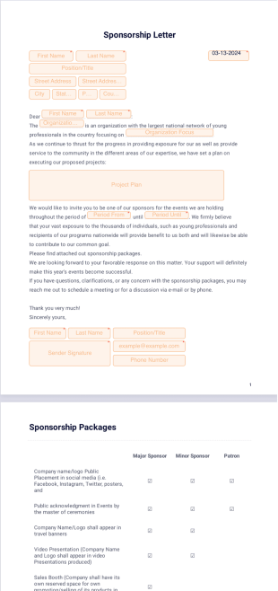 Sponsorship Letter PDF Template