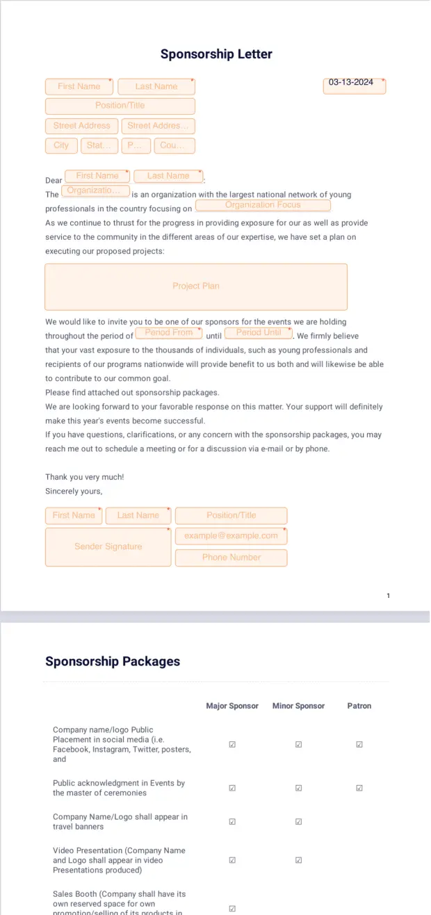 Sponsorship Letter