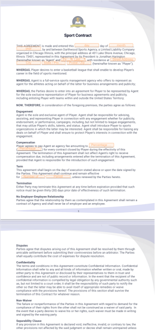 Sport Contract Template - PDF Templates