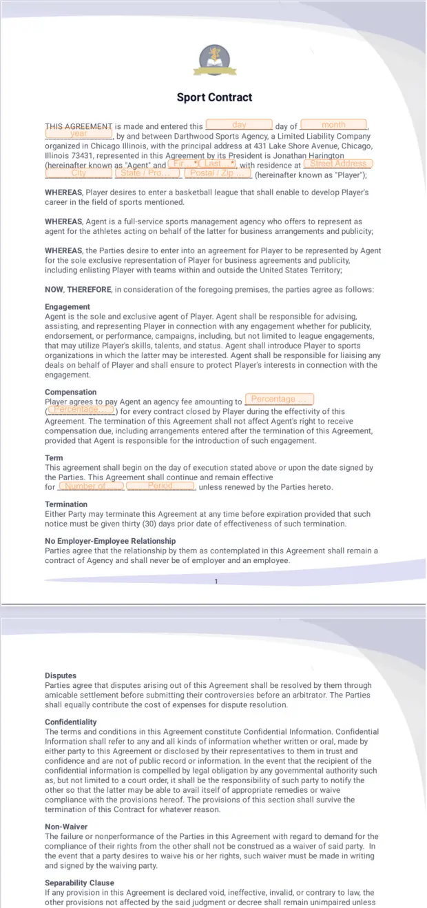 Sport Contract Template