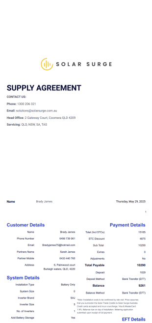 SSA - Supply Agreement PDF Template