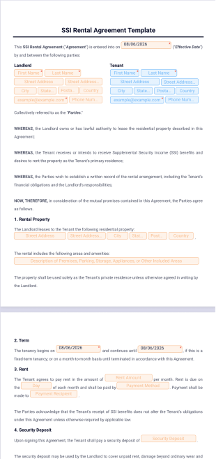 SSI Rental Agreement Template - PDF Templates