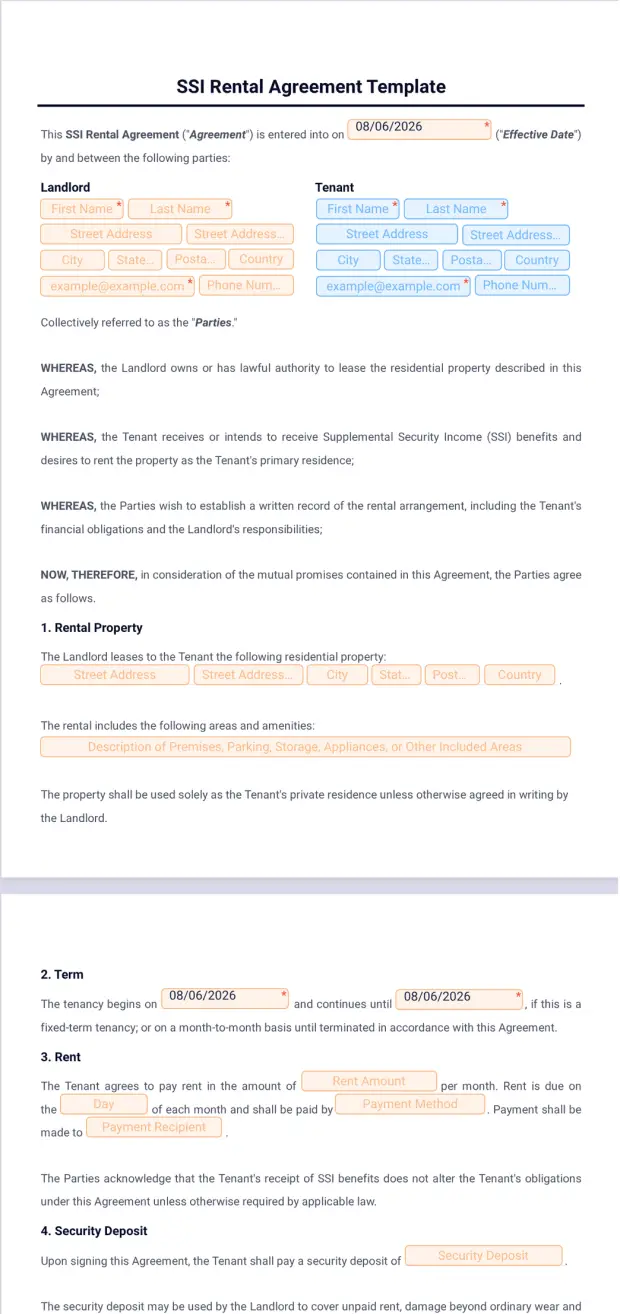 SSI Rental Agreement Template
