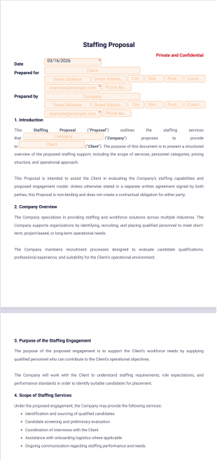 Staffing Proposal Template - PDF Templates