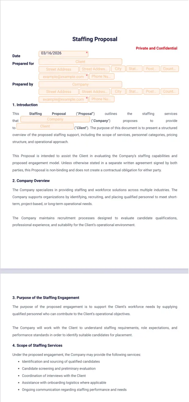 Staffing Proposal Template - PDF Templates | Jotform