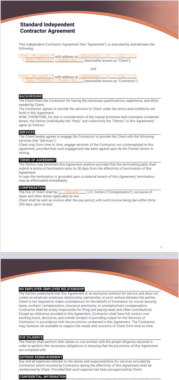 Standard Independent Contractor Agreement