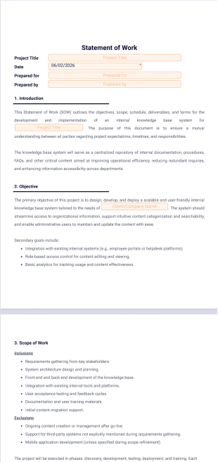Statement of Work Template - Sign Templates