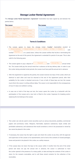 Storage Locker Rental Agreement Template - PDF Templates