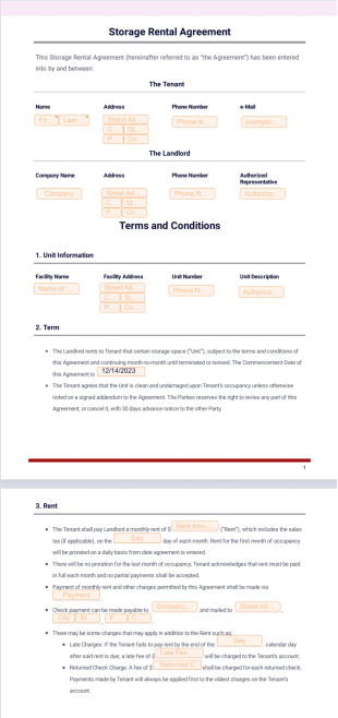 Storage Rental Agreement PDF Template