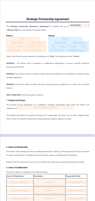 Strategic Partnership Agreement Template - PDF Templates