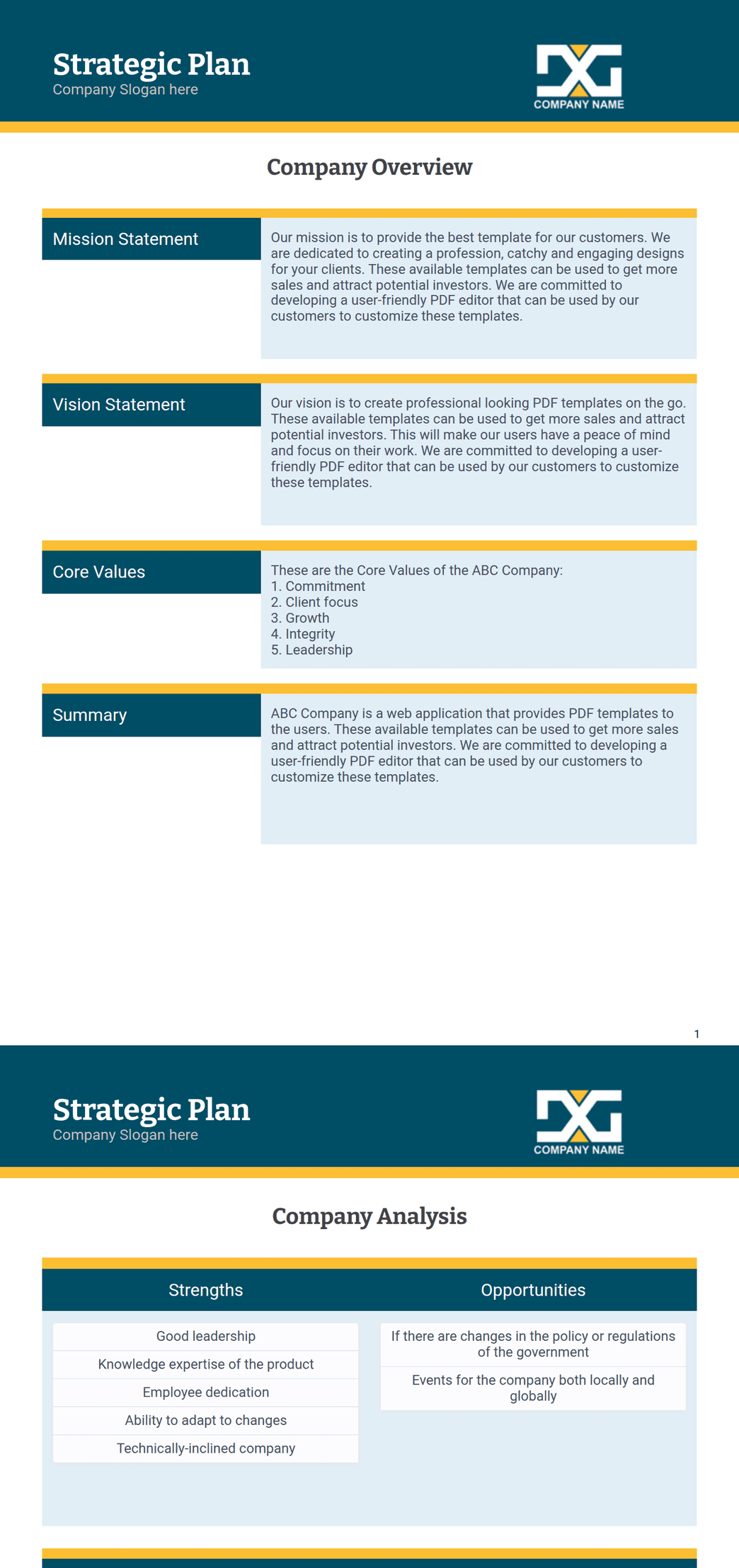 Strategic Plan Template - PDF Templates | Jotform