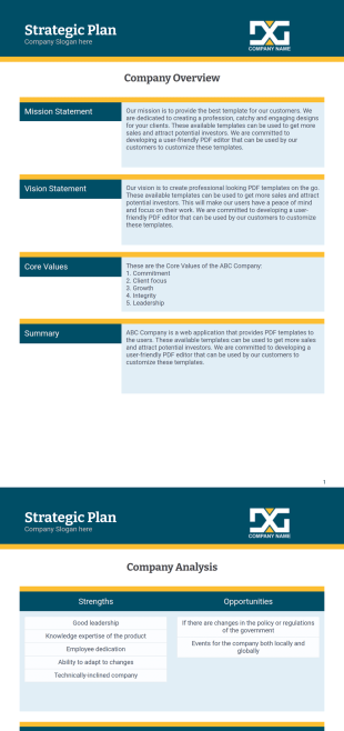 Strategic Plan Template - PDF Templates