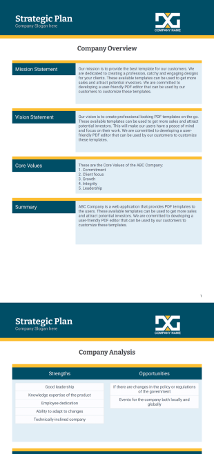 Strategic Plan Template - Sign Templates