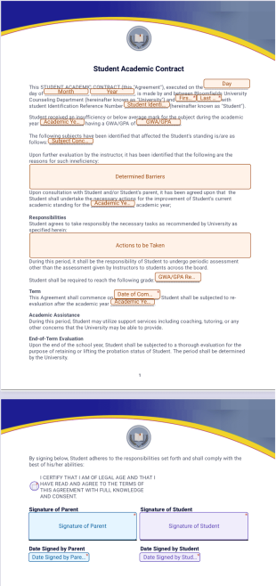 Student Academic Contract Template - PDF Templates