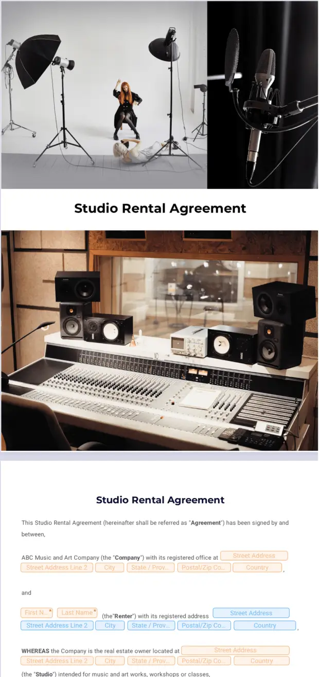 Studio Rental Agreement Template PDF Templates Jotform