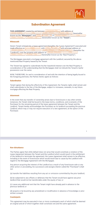 Subordination Agreement Template - PDF Templates