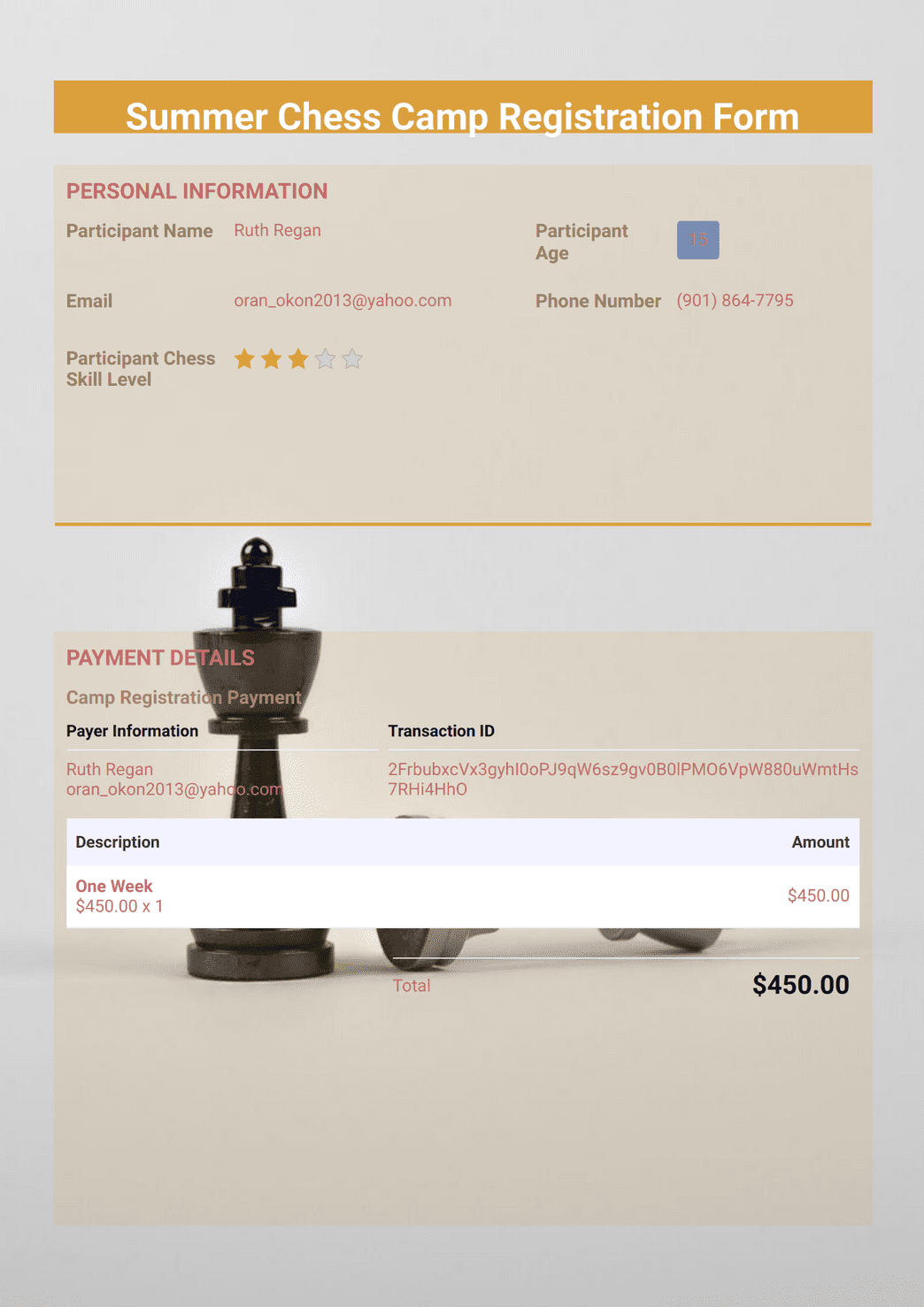 Summer Chess Camp Event Template - PDF Templates | Jotform