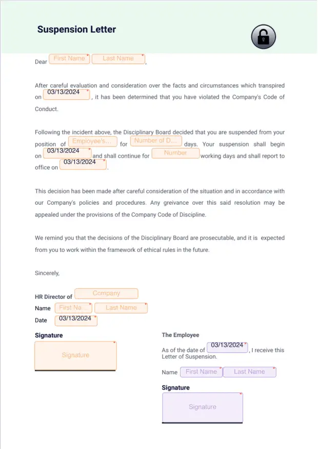 Suspension Letter PDF Template | Jotform