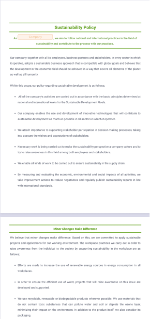 Sustainability Policy Template - PDF Templates