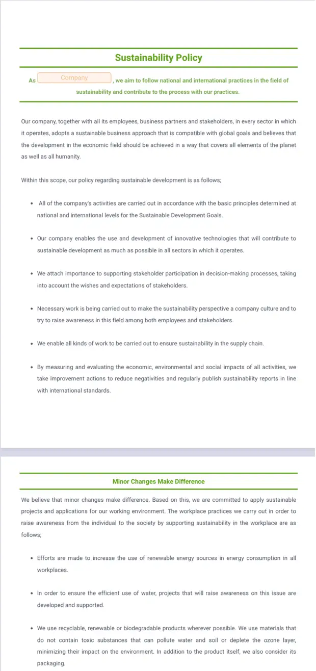 Sustainability Policy Template PDF Templates Jotform