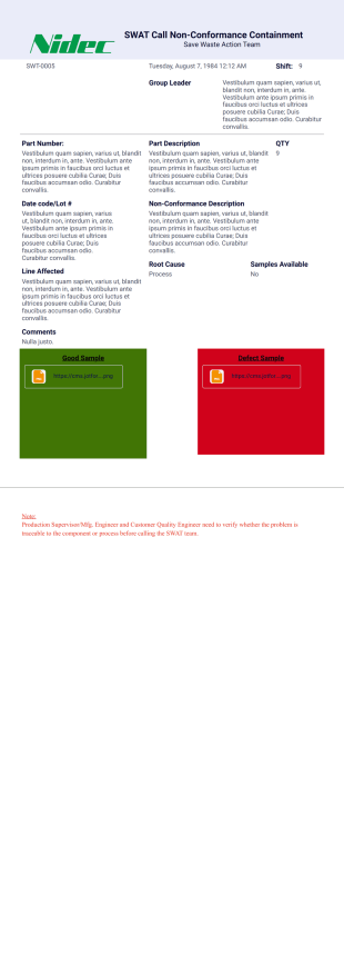 SWAT Call PDF Template