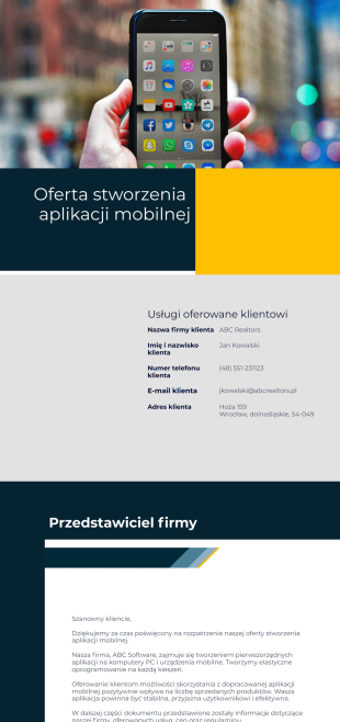 Szablon Oferty Stworzenia Aplikacji Mobilnej - PDF Templates