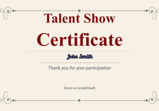 Talent Show Certificate PDF Template