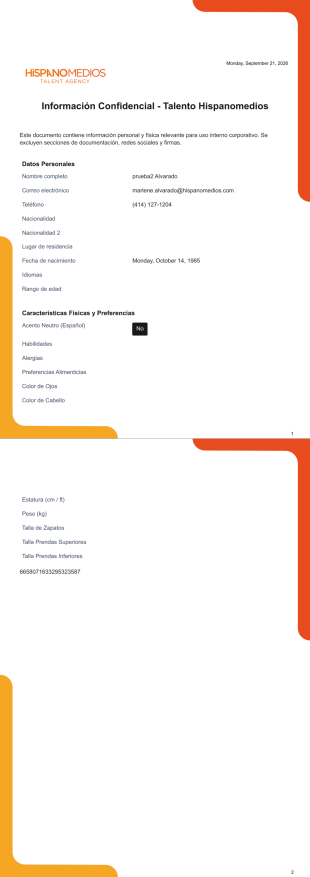 talentos Plantilla PDF