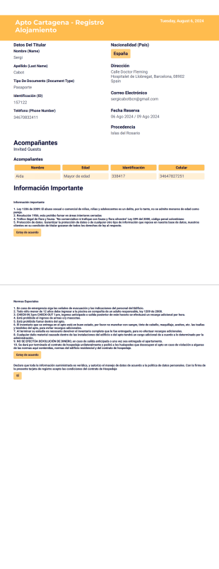 Tarjeta de Registro Plantilla PDF
