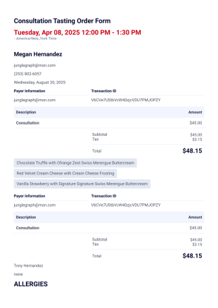 Tasting form - PDF Templates