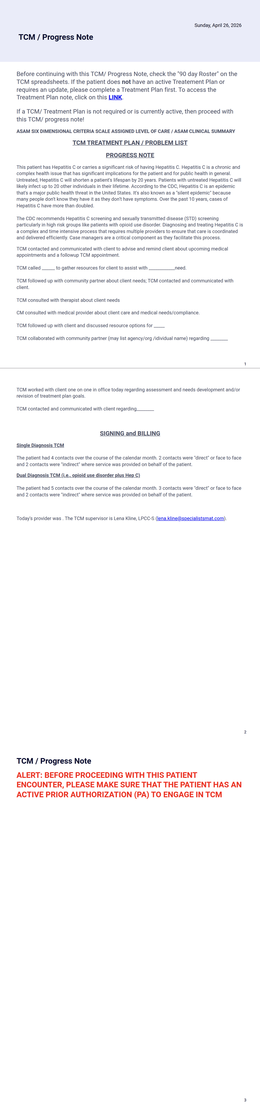 TCM Note PDF Template | Jotform