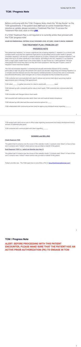TCM Note PDF Template