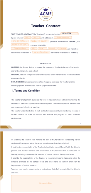 Teacher Contract PDF Template