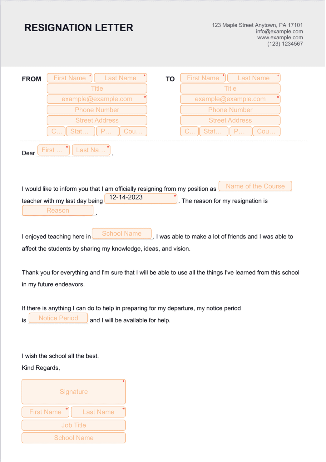Teacher Letter Of Resignation 28+ Resignation Letter Templates And