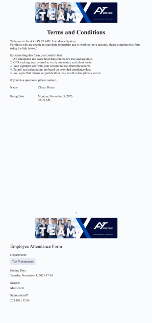 Team & Conditions - PDF Templates