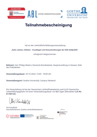 Teilnahmebescheinigung PDF-Vorlage