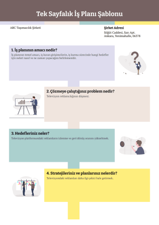 Tek Sayfalık İş Planı Şablonu - PDF Şablonları