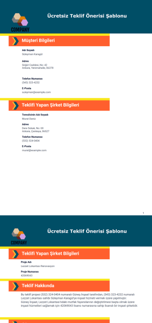 Teklif Önerisi Şablonu - PDF Şablonları