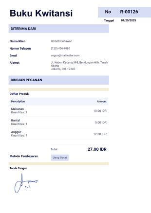 Templat Buku Kwitansi Template PDF