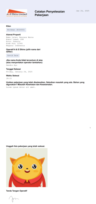 Templat Catatan Penyelesaian Pekerjaan Template PDF
